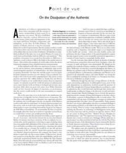 On the Dissipation of the Authentic - Francine Dagenais