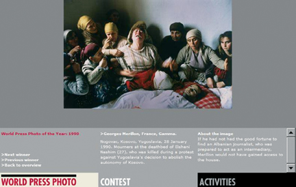 Photographie de George Merillon, lauréat du World Press Photo of the Year (1990), telle que reproduite sur le site web de la fondation hollandaise.