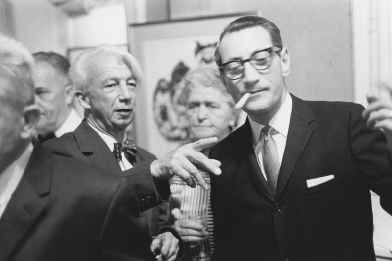 Gabor Szilasi, Walter Moos at the opening of the Karel Appel exhibition at the Galerie Agnès Lefort, Montreal, October 1962 / Walter Moos au vernissage de l’exposition de Karel Appel à la Galerie Agnès Lefort, Montréal, octobre 1962