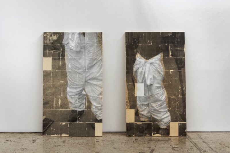 Sandra Brewster, Working in A White Uniform in Toronto (1 & 2), 2023–24, 213 × 122 cm